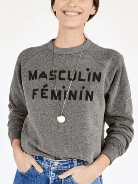 Clare V Masculin Feminin Gray Sweatshirt Size L